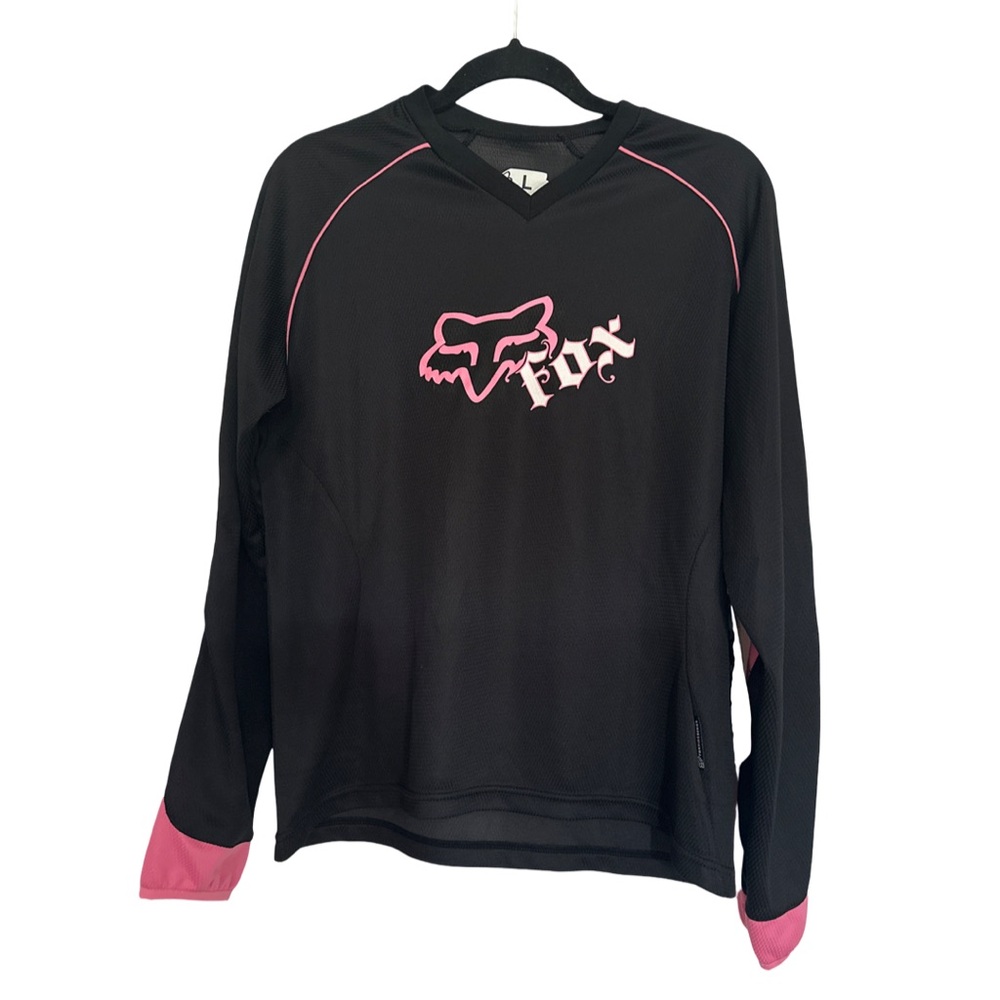Fox Women's Long Sleeve Tee in Black and Pink